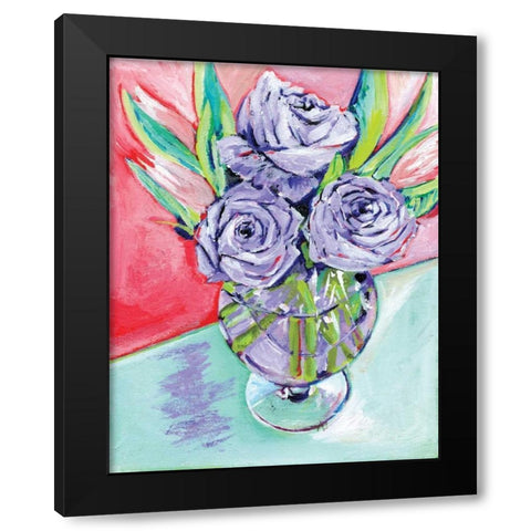 Purple Rose Black Modern Wood Framed Art Print with Double Matting by Seay, Anne