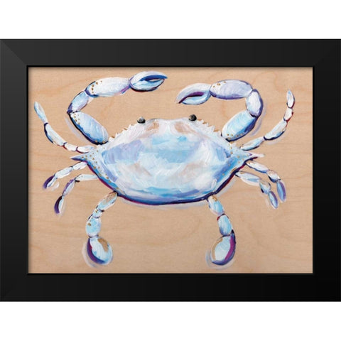Blue and White Crab Black Modern Wood Framed Art Print by Seay, Anne