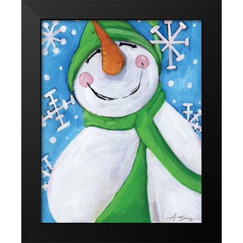 Let It Snow Black Modern Wood Framed Art Print by Seay, Anne