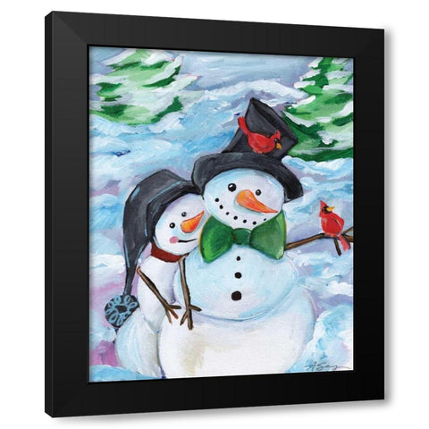 Winter Visitors Black Modern Wood Framed Art Print with Double Matting by Seay, Anne
