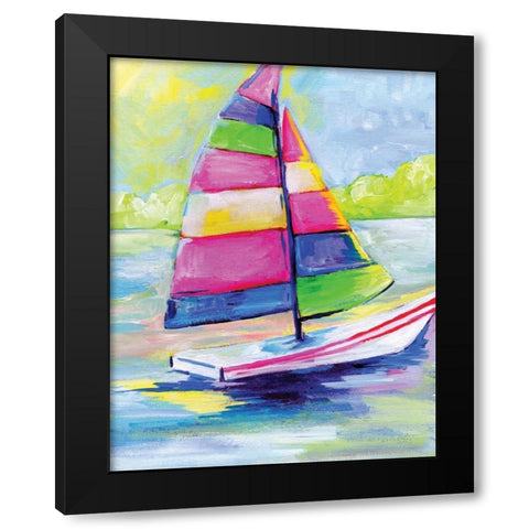 Sunset Boat III Black Modern Wood Framed Art Print by Seay, Anne