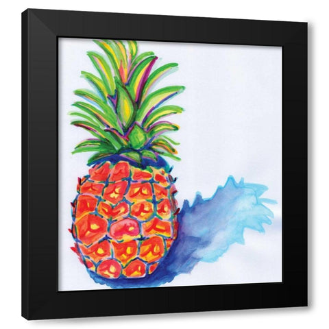 Blue Pineapple Black Modern Wood Framed Art Print by Seay, Anne