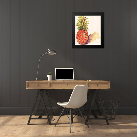 Orange Pineapple Black Modern Wood Framed Art Print by Seay, Anne