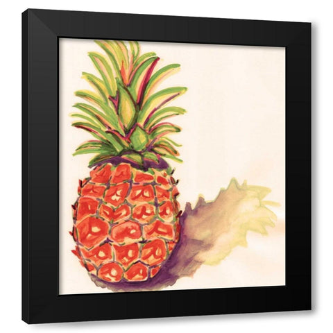 Orange Pineapple Black Modern Wood Framed Art Print with Double Matting by Seay, Anne