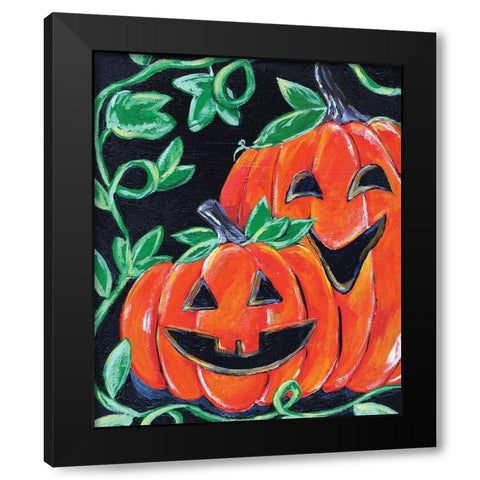 Halloween Pumpkins Black Modern Wood Framed Art Print by Seay, Anne