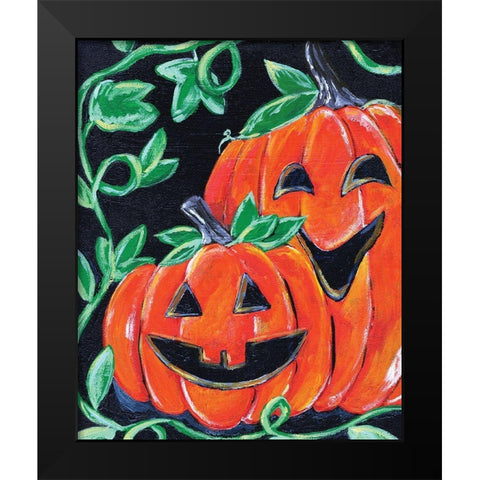 Halloween Pumpkins Black Modern Wood Framed Art Print by Seay, Anne