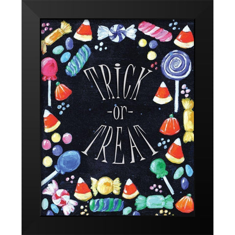 Trick or Treat Black Modern Wood Framed Art Print by Seay, Anne
