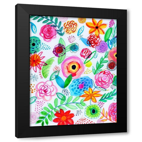 Floral Fun I Black Modern Wood Framed Art Print with Double Matting by Seay, Anne