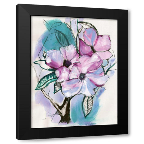 Inked Flowers Black Modern Wood Framed Art Print with Double Matting by Seay, Anne
