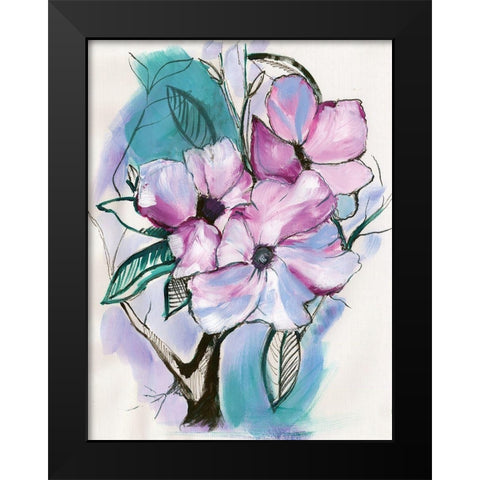 Inked Flowers Black Modern Wood Framed Art Print by Seay, Anne