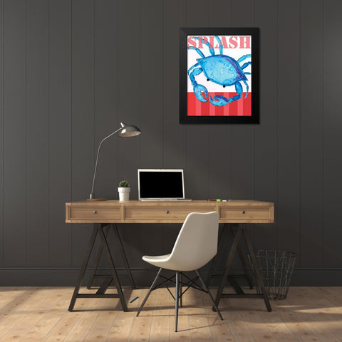 Splash Crab Black Modern Wood Framed Art Print by Seay, Anne
