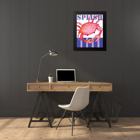 Splish Crab Black Modern Wood Framed Art Print by Seay, Anne
