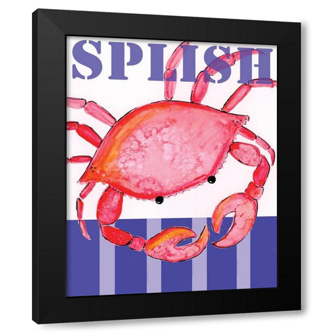 Splish Crab Black Modern Wood Framed Art Print with Double Matting by Seay, Anne