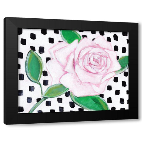 Pink Rose Black Modern Wood Framed Art Print with Double Matting by Seay, Anne