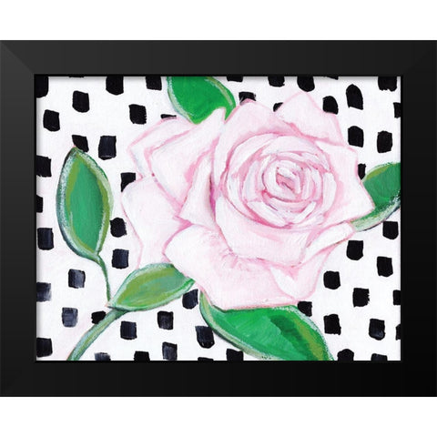 Pink Rose Black Modern Wood Framed Art Print by Seay, Anne