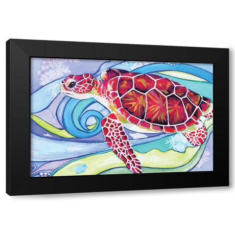Surfin Turtle Black Modern Wood Framed Art Print by Seay, Anne