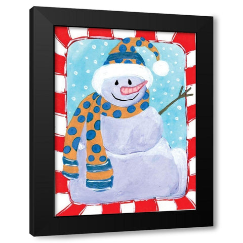 Happy Snowman I Black Modern Wood Framed Art Print by Seay, Anne