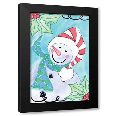 Happy Snowman II Black Modern Wood Framed Art Print by Seay, Anne