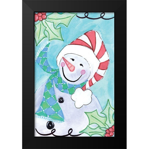 Happy Snowman II Black Modern Wood Framed Art Print by Seay, Anne