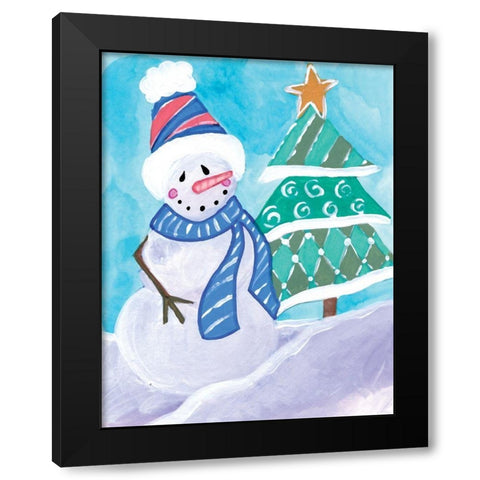 Happy Snowman III Black Modern Wood Framed Art Print by Seay, Anne