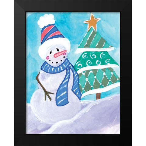 Happy Snowman III Black Modern Wood Framed Art Print by Seay, Anne