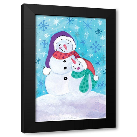 Happy Snowman and Baby Black Modern Wood Framed Art Print with Double Matting by Seay, Anne