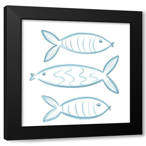 3 Fish Black Modern Wood Framed Art Print with Double Matting by Seay, Anne