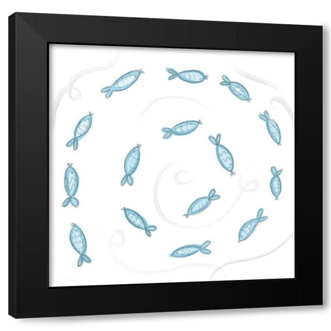 School Fish Black Modern Wood Framed Art Print by Seay, Anne