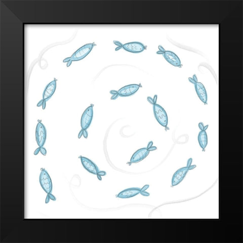 School Fish Black Modern Wood Framed Art Print by Seay, Anne