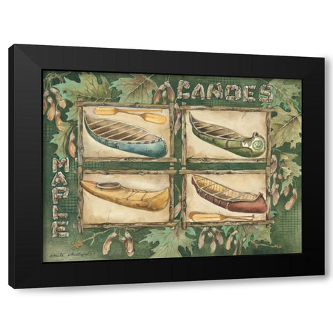 Maple Canoes Black Modern Wood Framed Art Print with Double Matting by Phillips, Anita