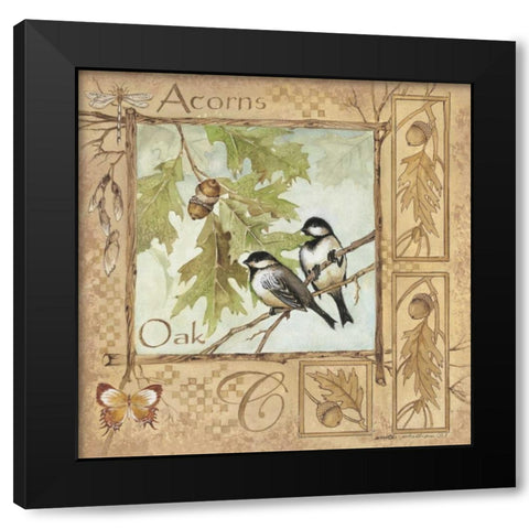 Acorns Black Modern Wood Framed Art Print with Double Matting by Phillips, Anita