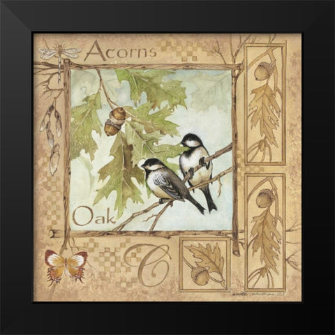 Acorns Black Modern Wood Framed Art Print by Phillips, Anita