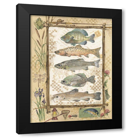 Fish Sampler Black Modern Wood Framed Art Print with Double Matting by Phillips, Anita