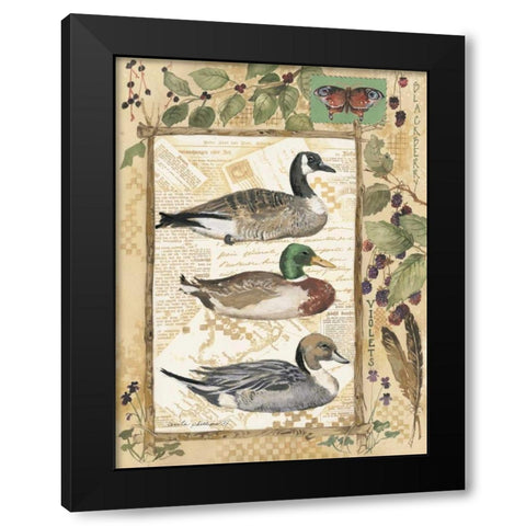 Three Ducks Black Modern Wood Framed Art Print by Phillips, Anita