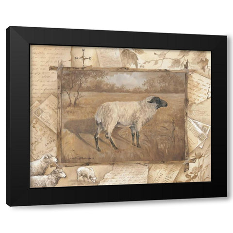 Sheep Black Modern Wood Framed Art Print with Double Matting by Phillips, Anita