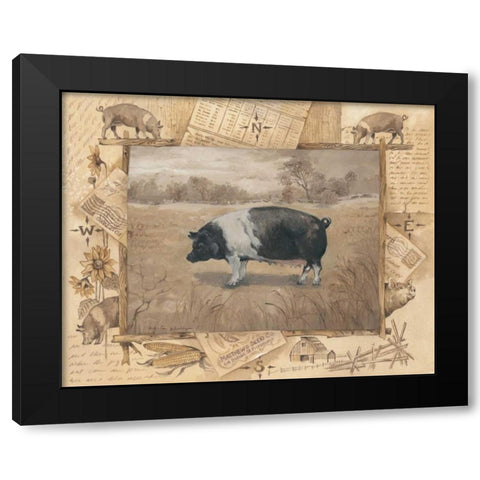 Pig Black Modern Wood Framed Art Print with Double Matting by Phillips, Anita