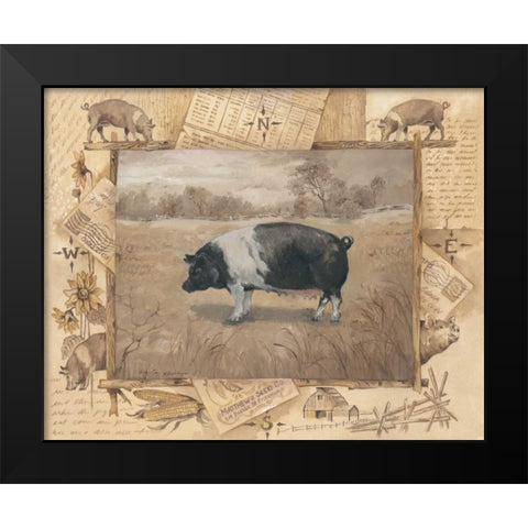 Pig Black Modern Wood Framed Art Print by Phillips, Anita