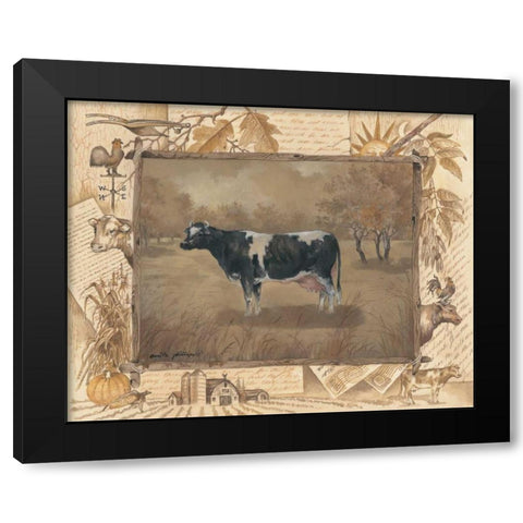 Cow Black Modern Wood Framed Art Print by Phillips, Anita