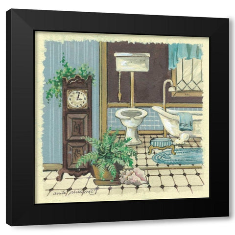 Antique Bath II Black Modern Wood Framed Art Print by Phillips, Anita