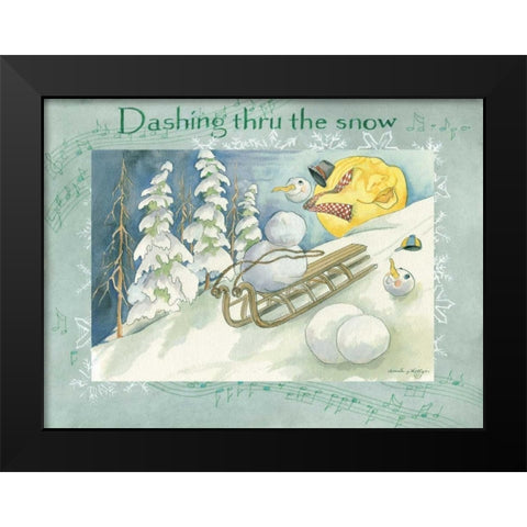 Dashing Through the Snow Black Modern Wood Framed Art Print by Phillips, Anita