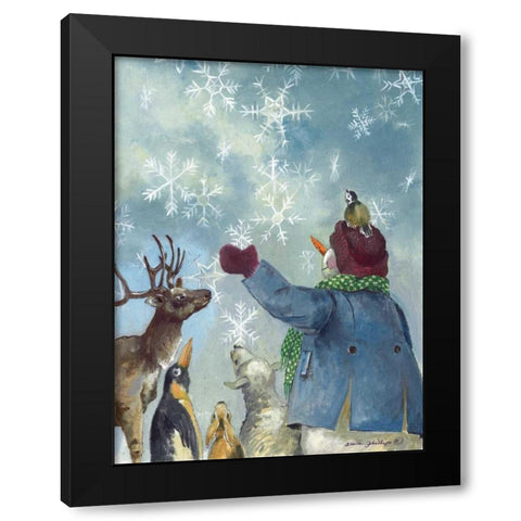 Let It Snow Black Modern Wood Framed Art Print by Phillips, Anita