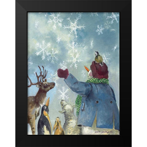 Let It Snow Black Modern Wood Framed Art Print by Phillips, Anita