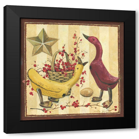 Wooden Ducks I Black Modern Wood Framed Art Print by Phillips, Anita
