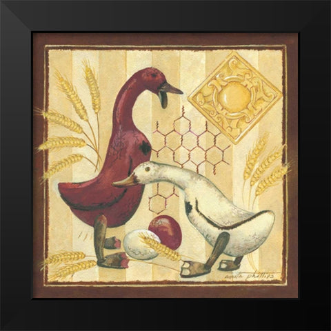 Wooden Ducks II Black Modern Wood Framed Art Print by Phillips, Anita