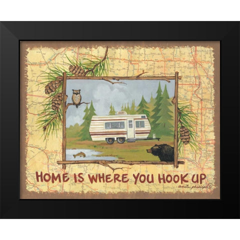 Home is Where You Hook Up Black Modern Wood Framed Art Print by Phillips, Anita