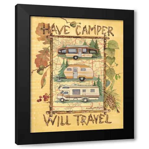 Have Camper Black Modern Wood Framed Art Print by Phillips, Anita