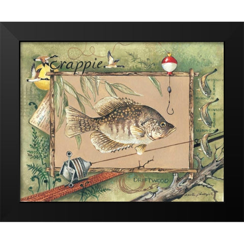 Crappie Black Modern Wood Framed Art Print by Phillips, Anita
