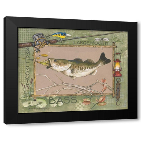 Large Mouth Bass Black Modern Wood Framed Art Print with Double Matting by Phillips, Anita
