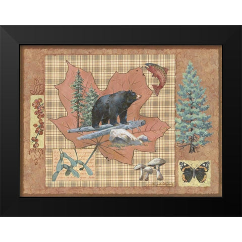 Bear Leaf Black Modern Wood Framed Art Print by Phillips, Anita