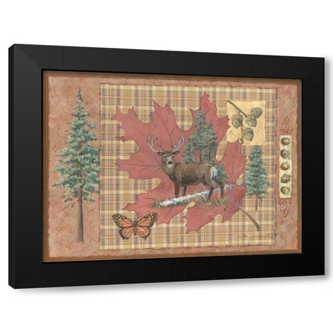 Deer Leaf Black Modern Wood Framed Art Print by Phillips, Anita